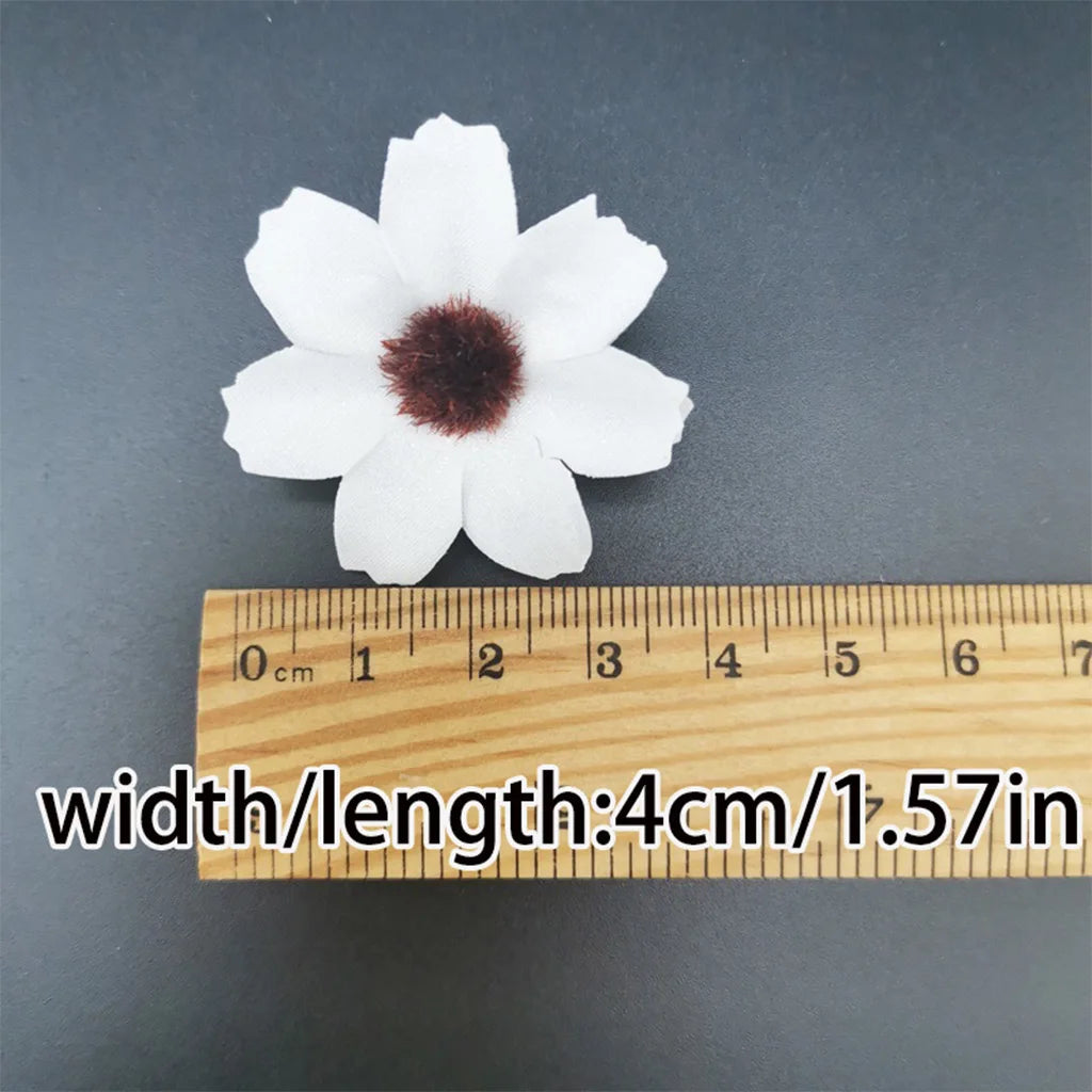50-Pack 4CM Daisy Artificial Flower Heads for DIY Wedding Decor
