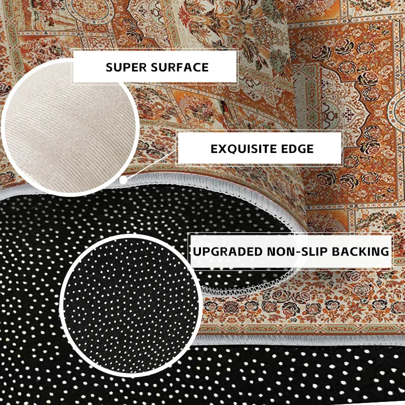 RAKKS Boho Floral Crystal Velvet Area Rug – Anti-Slip Carpet