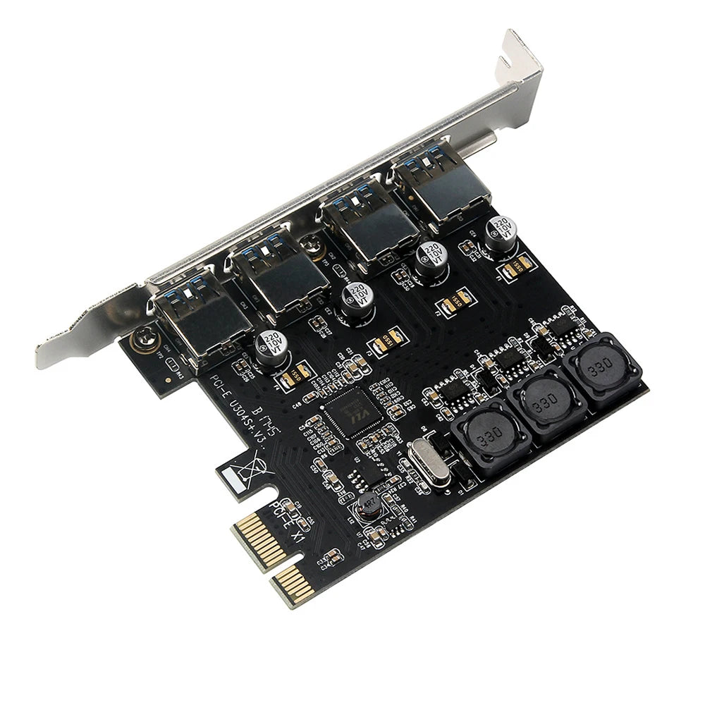 PCIe to USB 3.0 Expansion Card – 4-Port Self-Powered Adapter