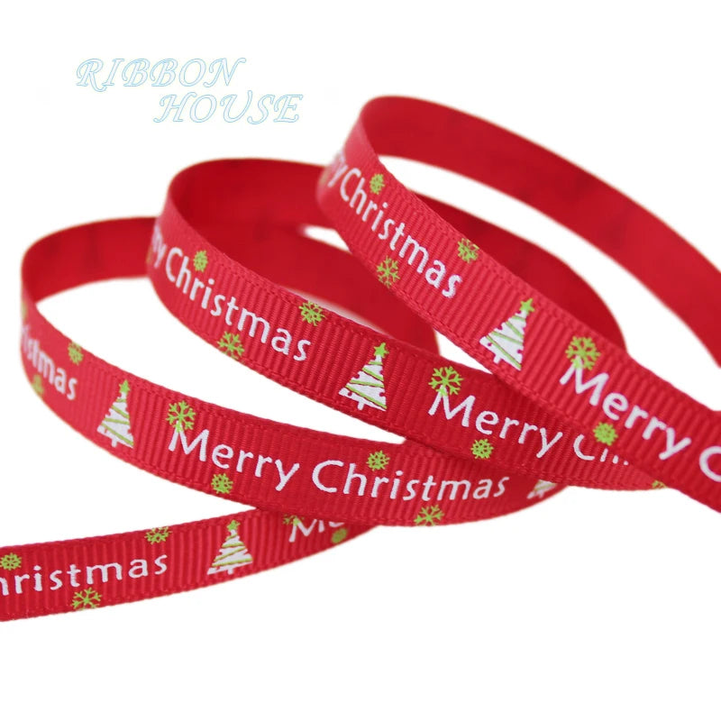 Red Merry Christmas Grosgrain Ribbon – 25 Yards, 1" Wide
