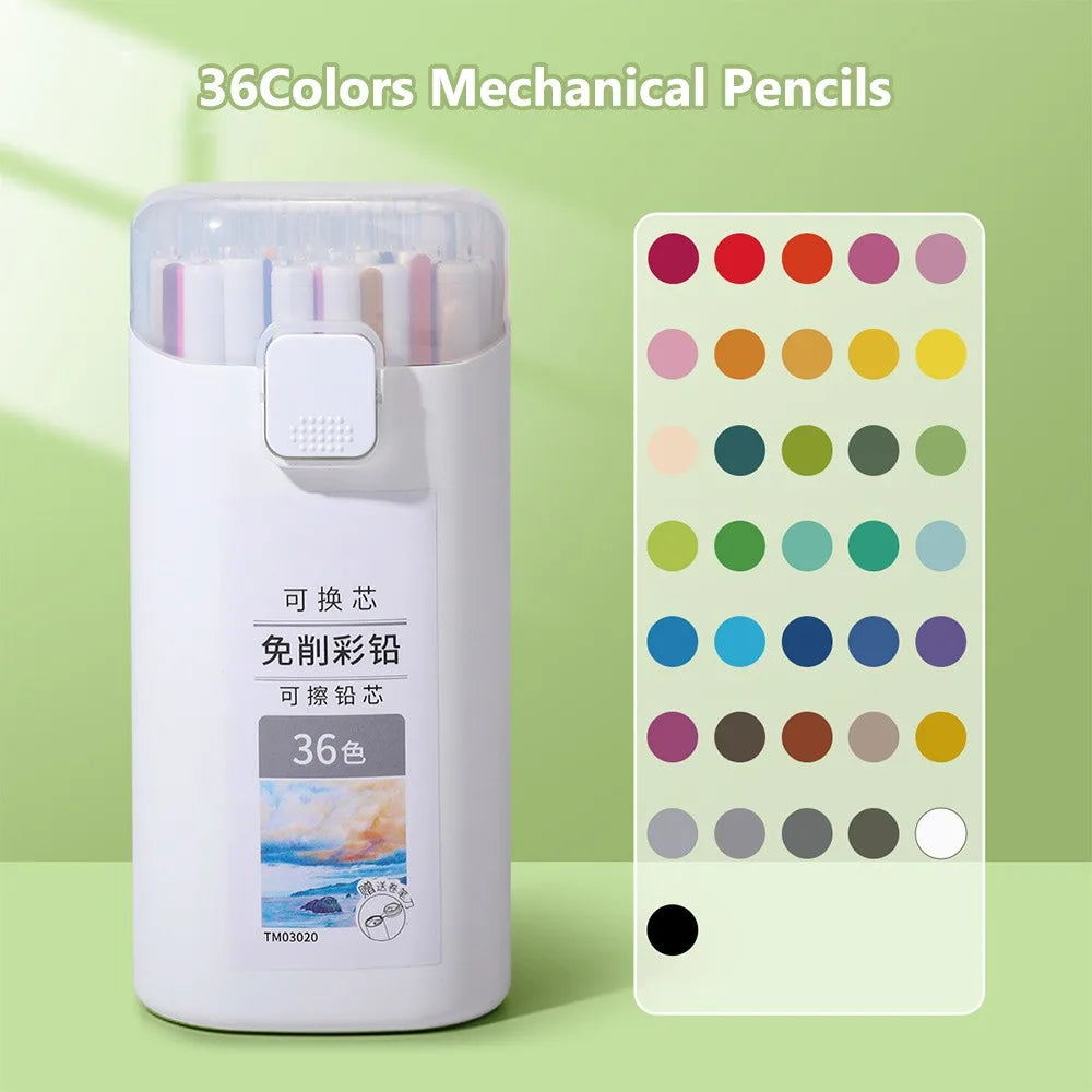 Oil-Based Mechanical Colored Pencils 12/18/24/36 Colors Set
