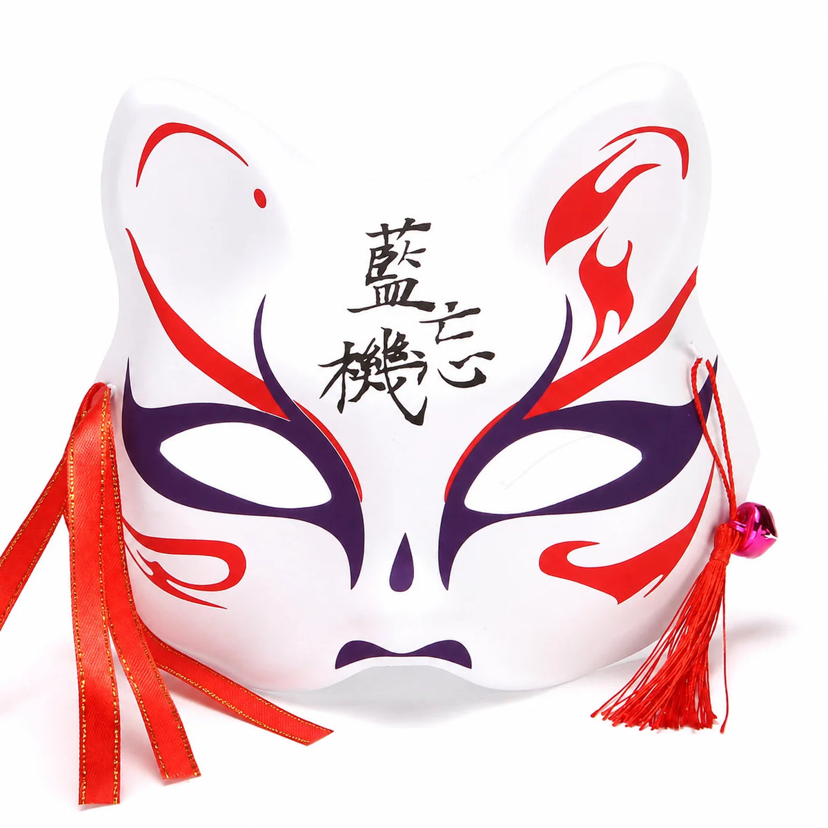 Japanese PVC Half-Face Masquerade Mask with Tassels & Bells