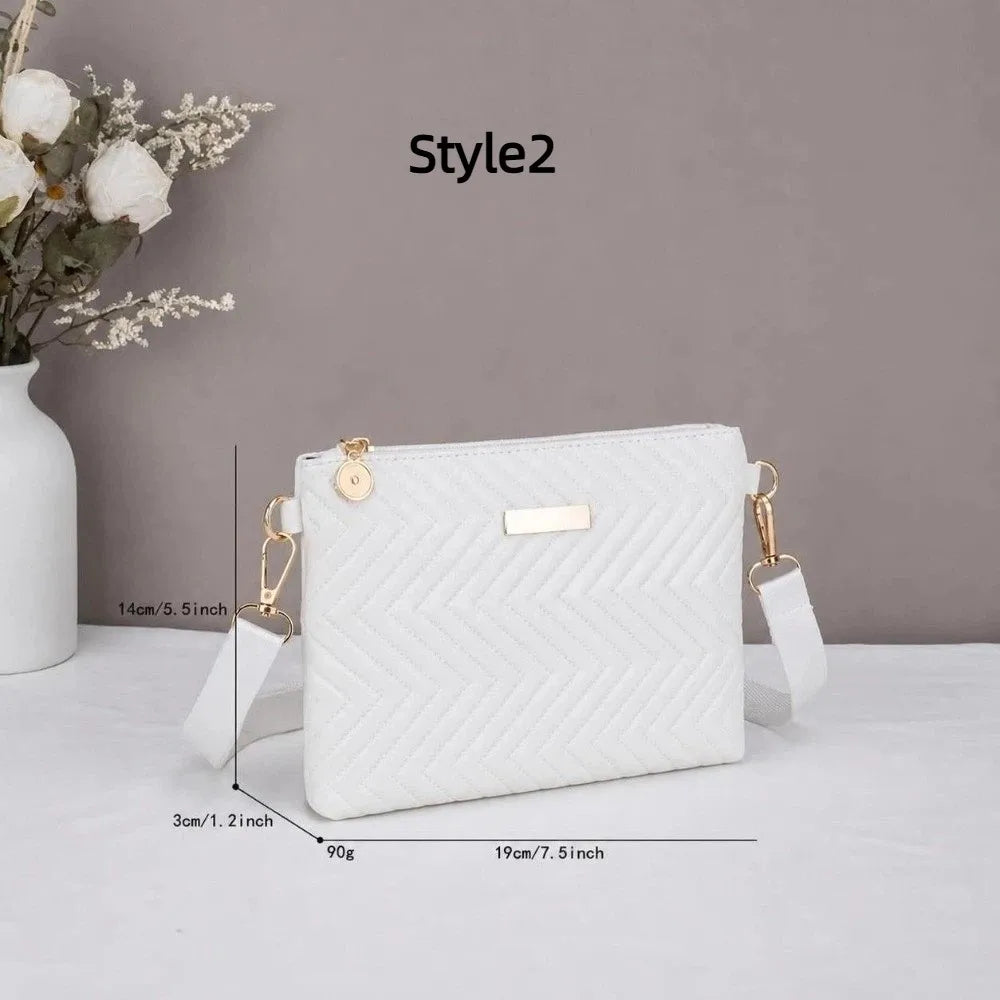 Quilted Women's Crossbody Bag – Wave Pattern PU Shoulder Purse