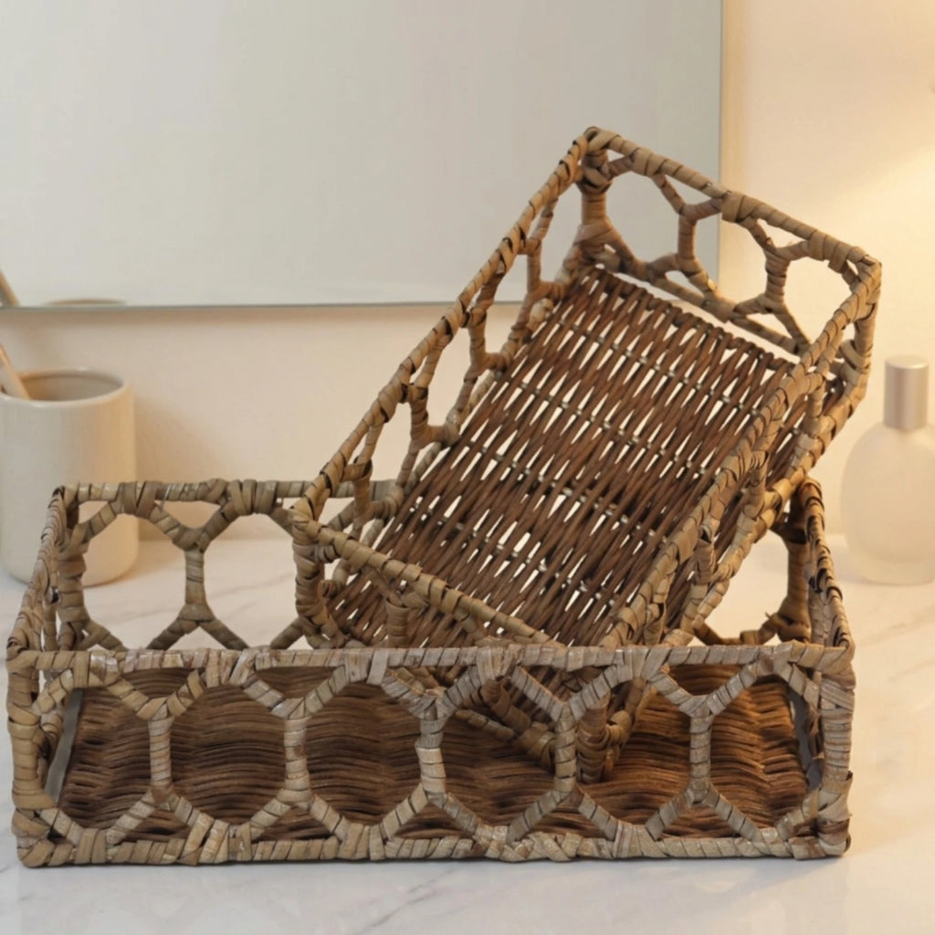2-Pack Rectangular Rattan Storage Baskets | Wicker Organizer