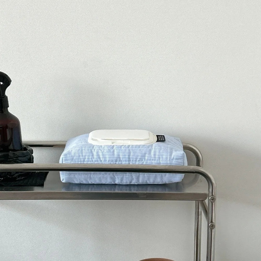 Striped Quilted Wet Wipe Pouch | Portable Tissue Organizer