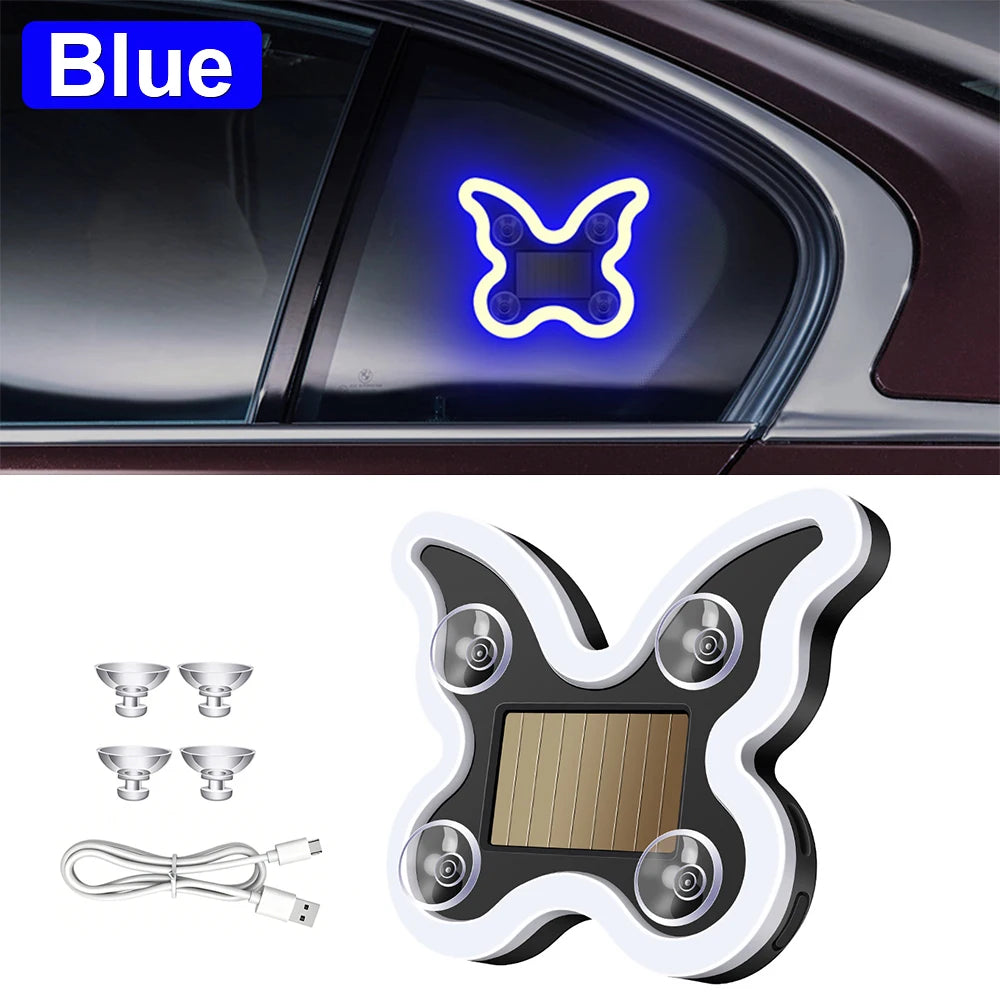 Solar Butterfly Car Ambient Light | 6 Modes, Dual Charging