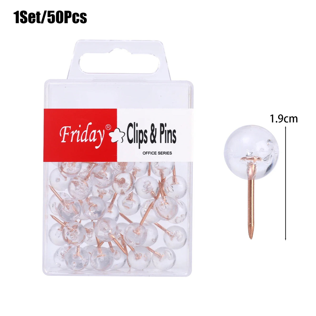 Transparent Spherical Push Pins – 50-Pack Cork Board Thumbtacks