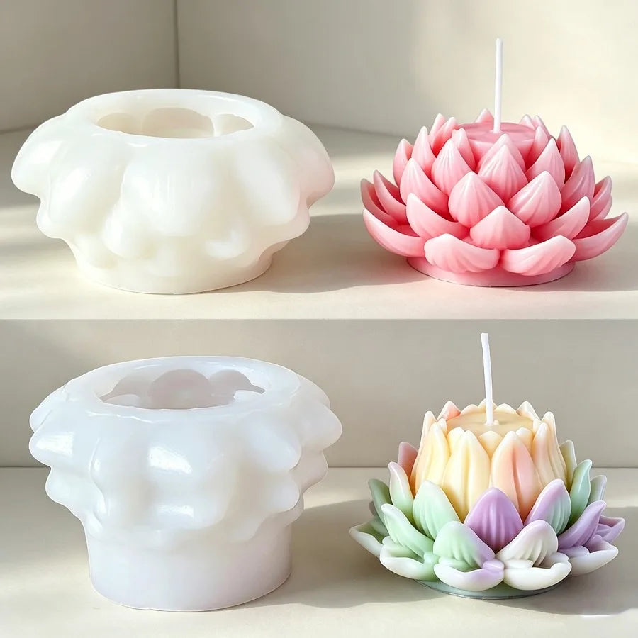 3D Flower Silicone Candle Mold – Rose & Lotus Soap Craft