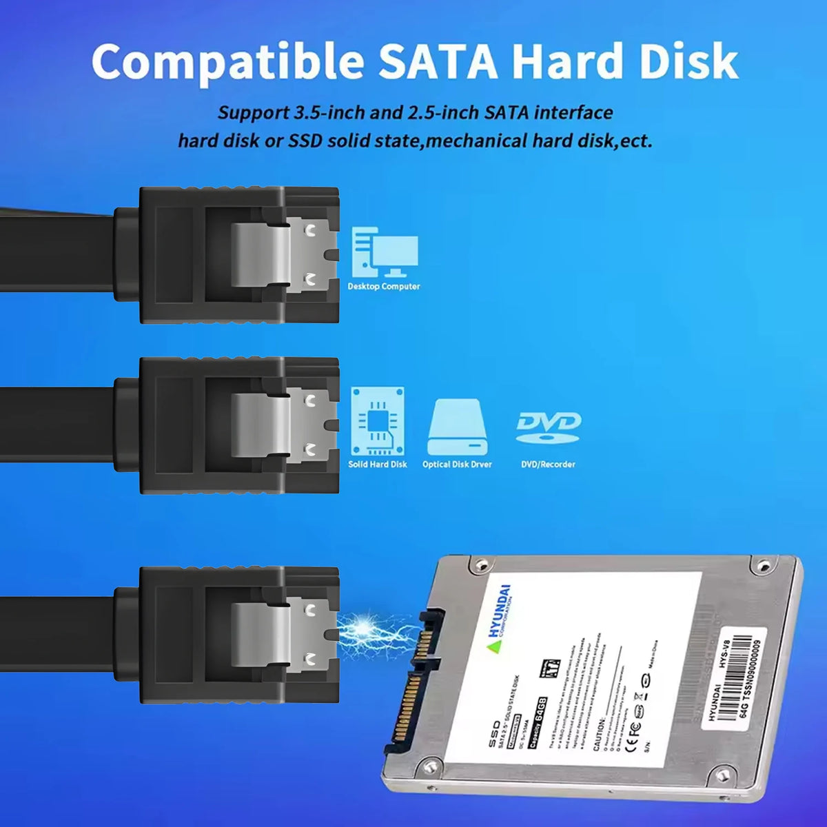 SATA 3.0 Data Cable 6Gbps – HDD SSD DVD Drive | BAPPSUS