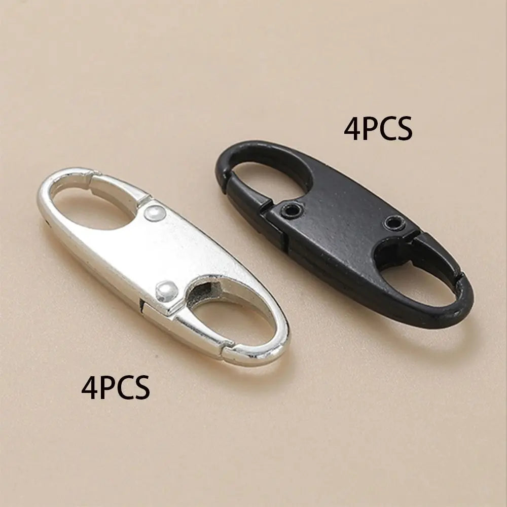 8-Pack Metal Zipper Lock Clips with Carabiner – Black & Silver