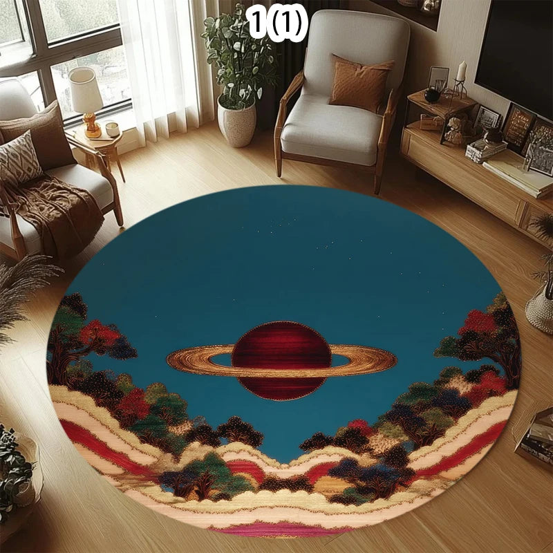 Cartoon Round Rug – Soft Polyester Bedroom Floor Mat