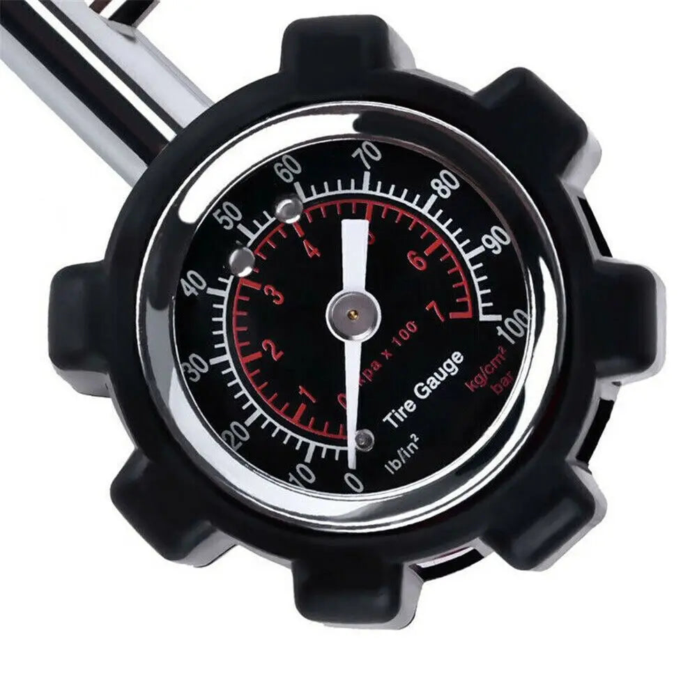 100 PSI Tire Pressure Gauge with Reset – Heavy Duty Car Tool
