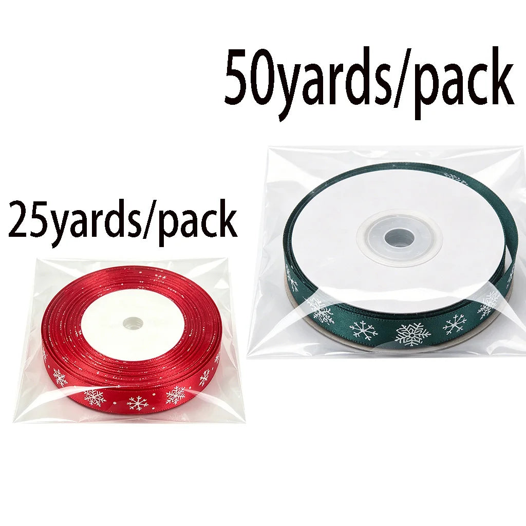 Red Snowflake Satin Ribbon 3/8" – Christmas Gift & Craft
