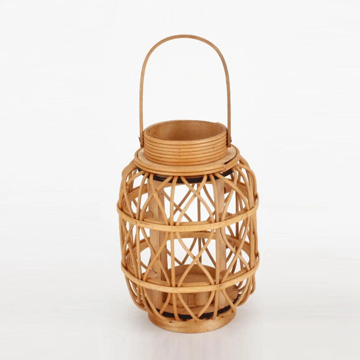 Woven Bamboo Rattan Candle Holder – Rustic Farmhouse Décor