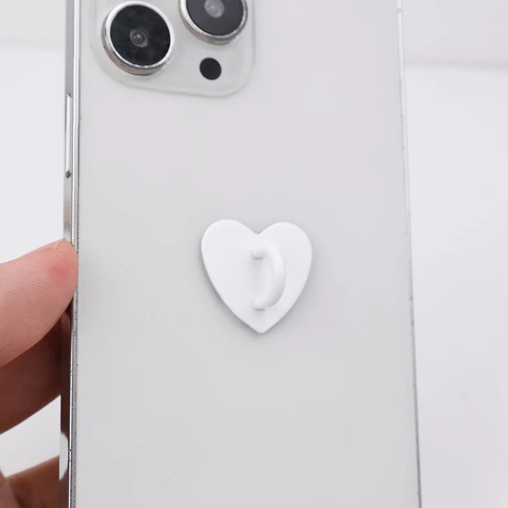 Self-Adhesive Metal Heart Phone Ring Stand & Hook Charm