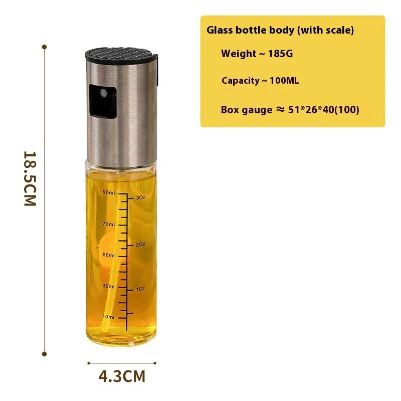 Stainless Steel Glass Oil Spray Bottle with Scale – Mist Sprayer