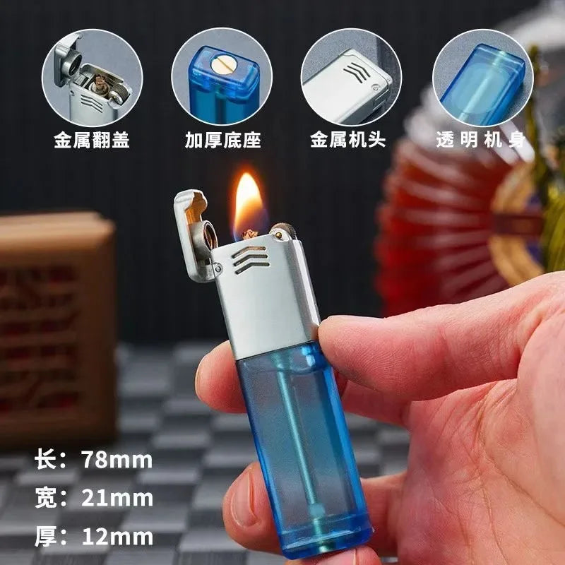Transparent Acrylic Grinding Wheel Lighter – Visible Fuel Window