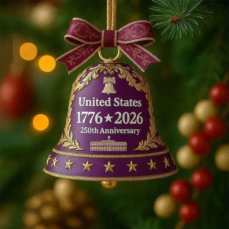 USA 250th Anniversary Bell Ornament | Patriotic Acrylic Decor