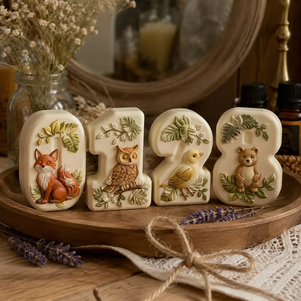 Number 0–9 Forest Animal Silicone Mold | Candle Soap Resin