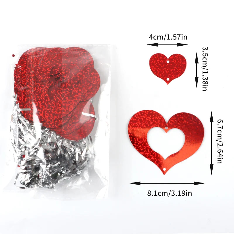 100-Pack Heart Sequin Pendants – Wedding & Valentine's Day Decor
