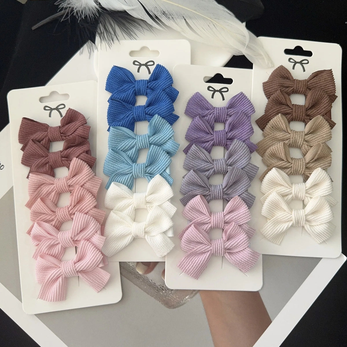 Baby Girls Cartoon Hair Bow Clips – 72-Piece Waffle Fabric Set