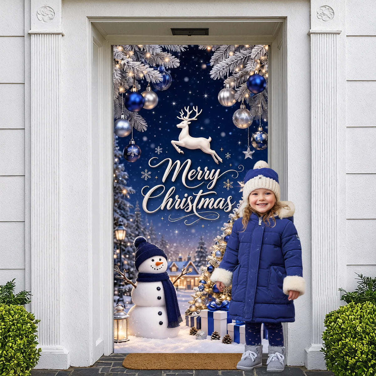 Christmas Snowman Photo Backdrop Banner 180×90cm | Holiday