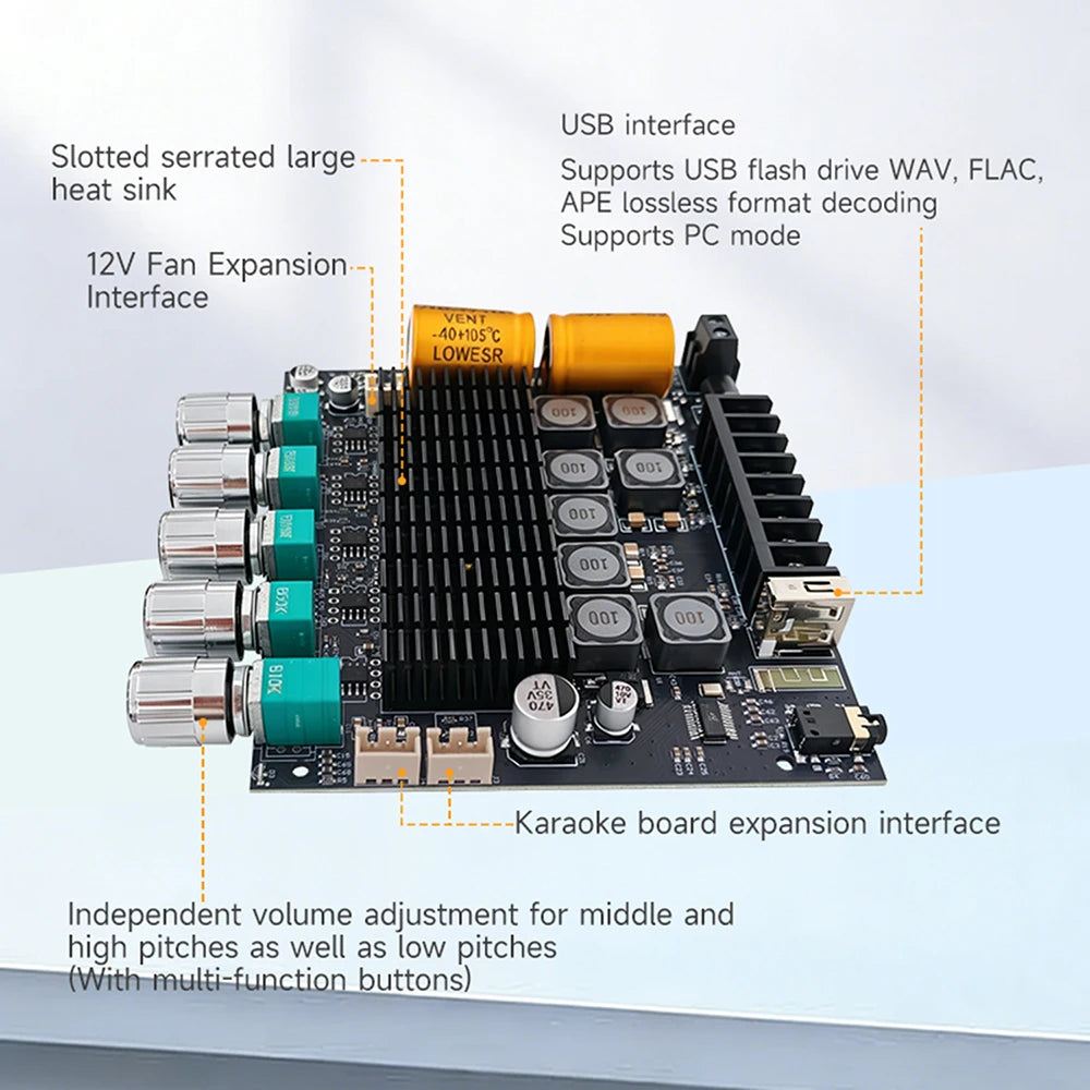 ZK-TB22 2.2-Ch Bluetooth Amplifier Board 75W+75W+145W