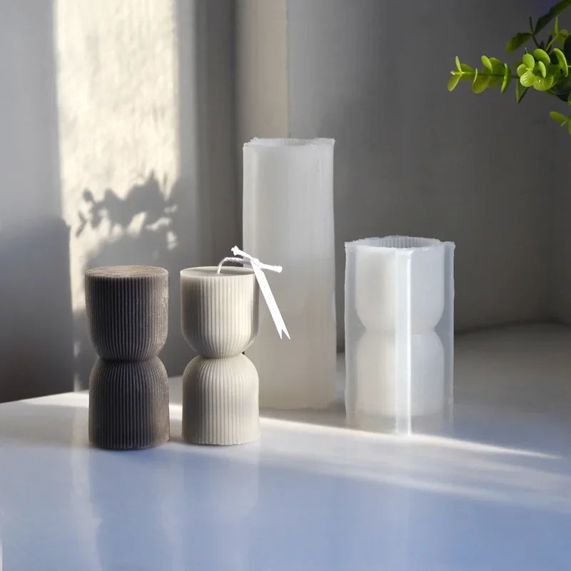 3D Striped Cylinder Silicone Mold for Candles, Soap & Resin