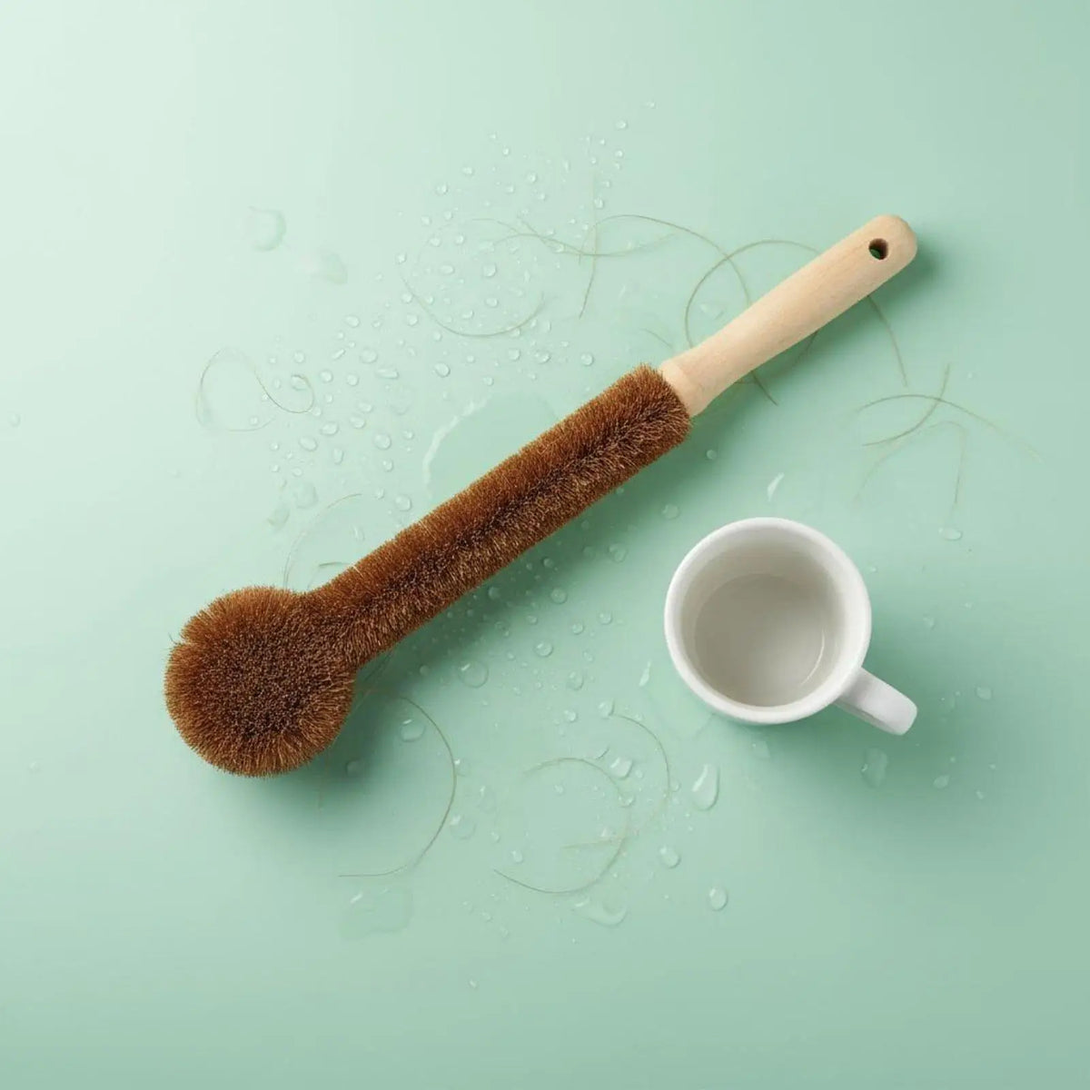 Coconut Fiber Bottle Brush Wooden Handle 2-Pack | Baby & Thermos