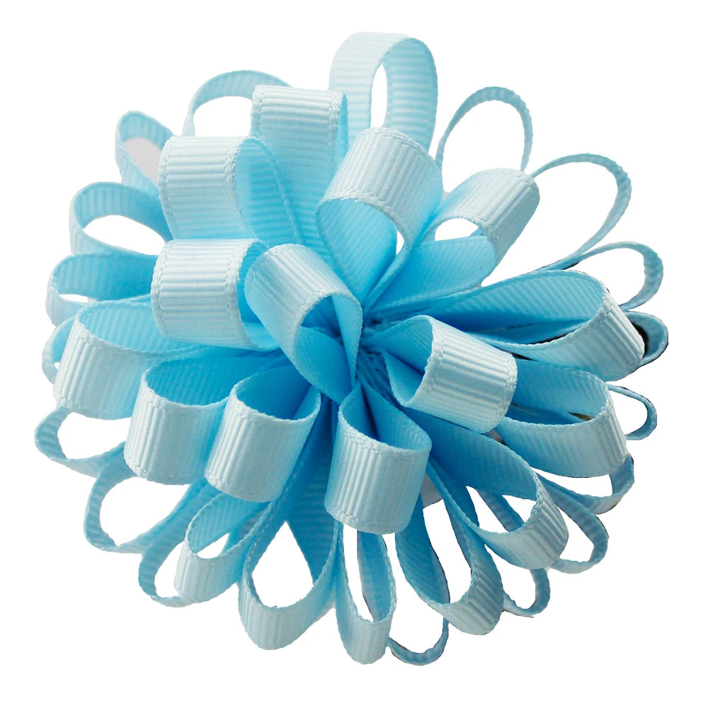 2-Pack Girls Grosgrain Ribbon Loopy Puff Hair Bow Clips