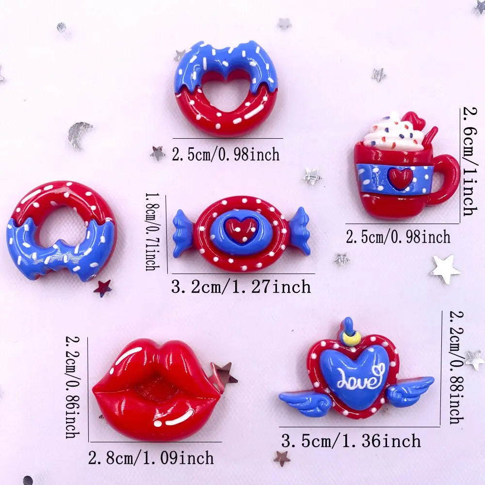 10PCS Resin Flatback Candy Heart Donut Figurines | DIY Crafts