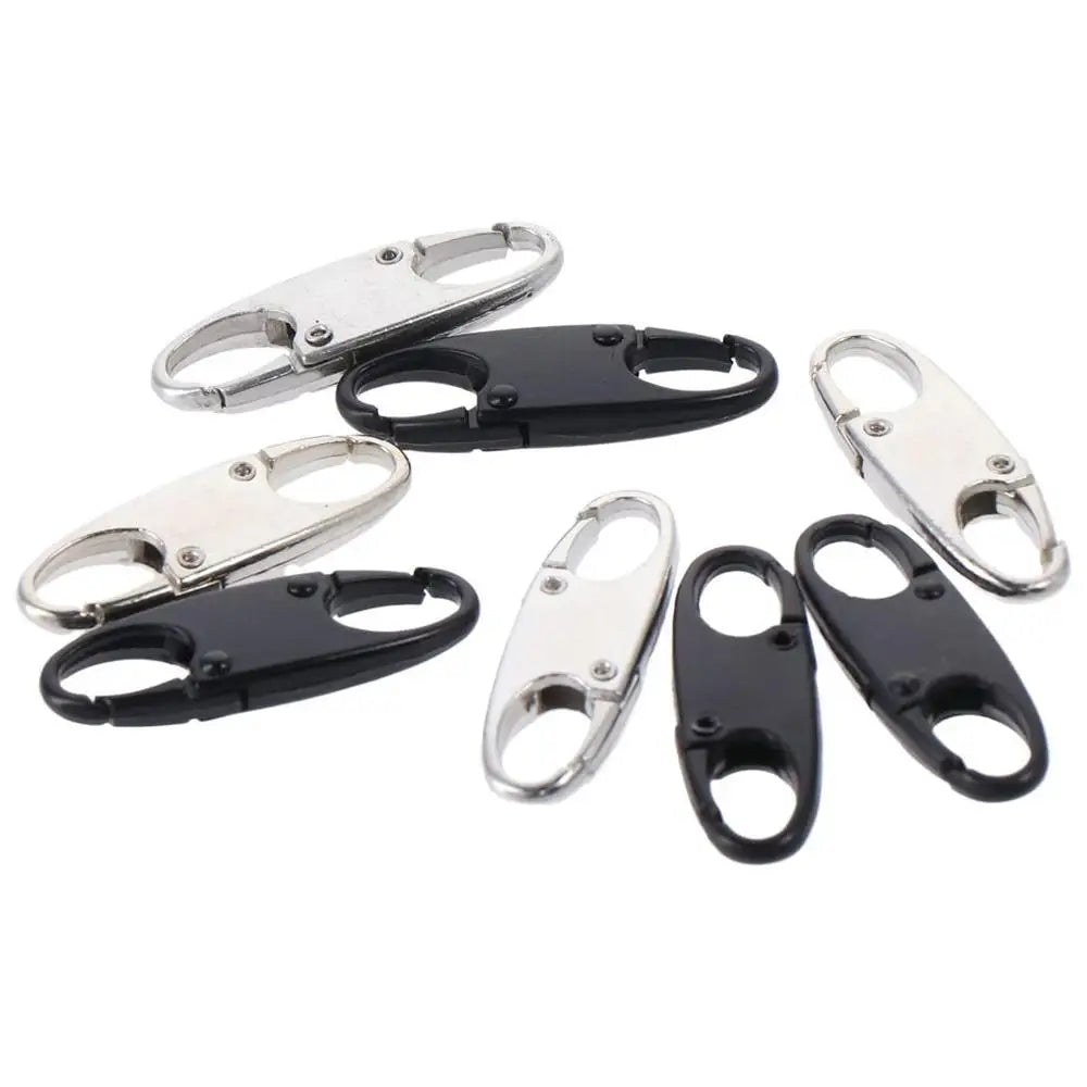 8-Pack Metal Zipper Lock Clips with Carabiner – Black & Silver