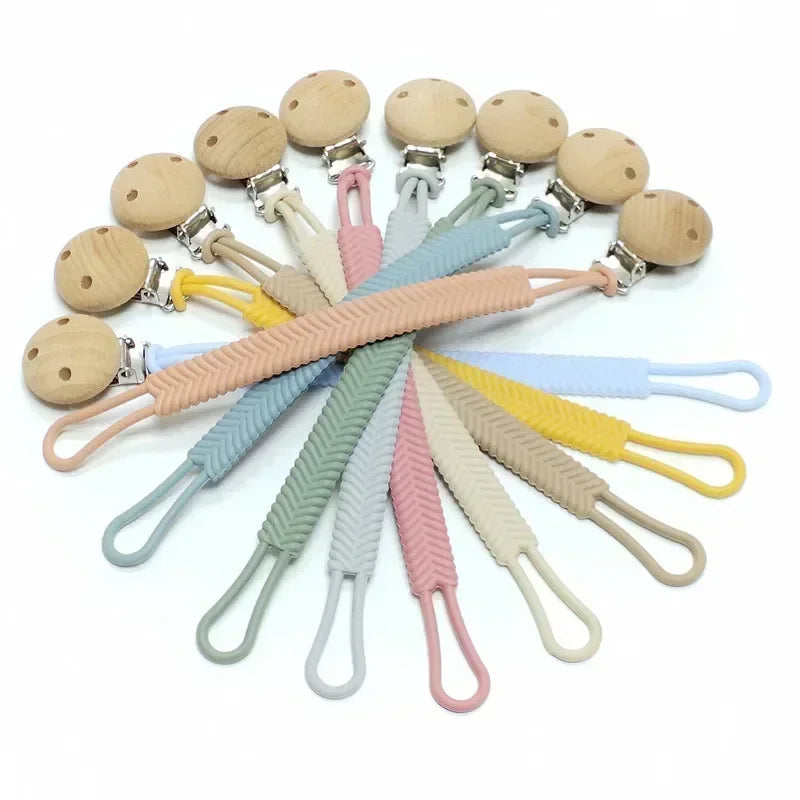 Baby Silicone Pacifier Clip Chain & Teether – BPA Free Rainbow
