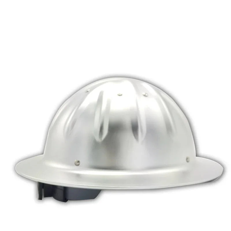 Aluminum Full Brim Hard Hat – 4-Point Ratchet Safety Helmet