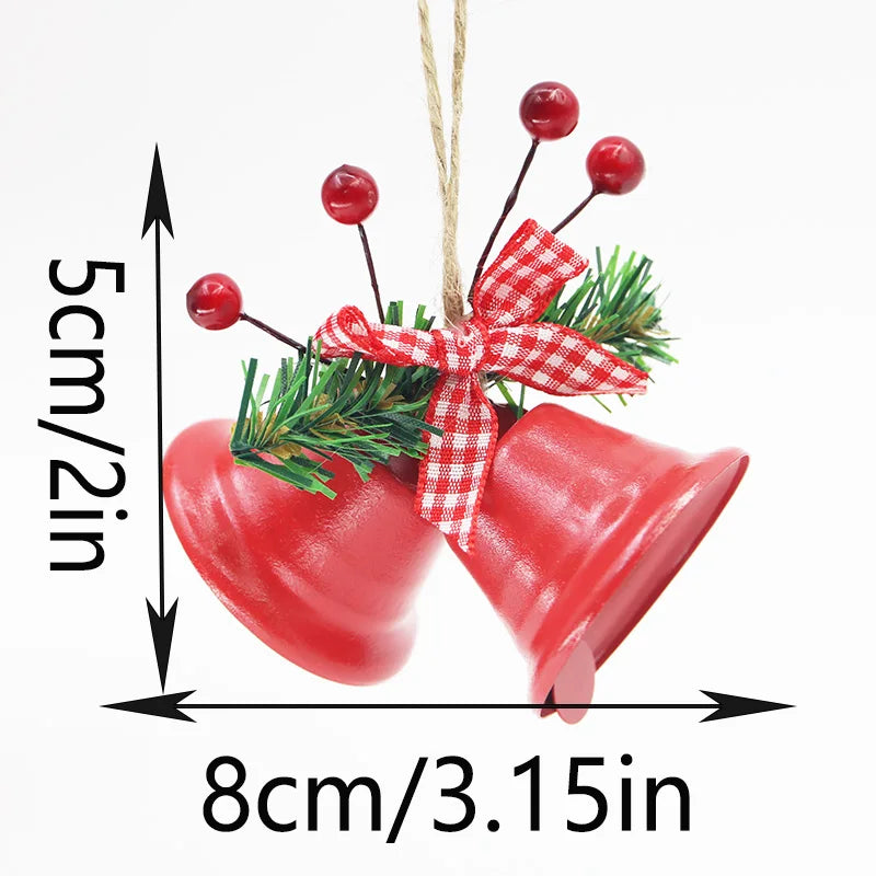 2-Pack 8cm Metal Bell Christmas Ornaments | Berry Bow Decor