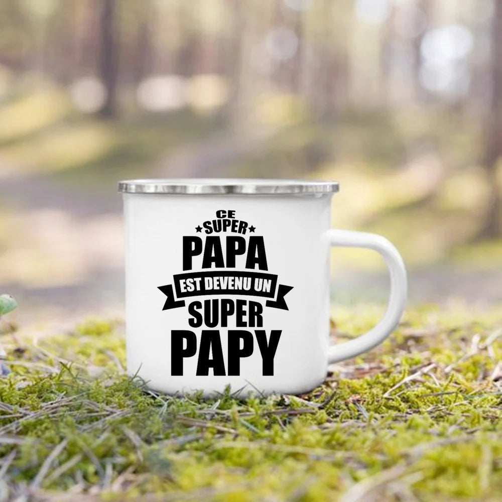 Super Papy Mamie Enamel Mug – Grandma & Grandpa Gift