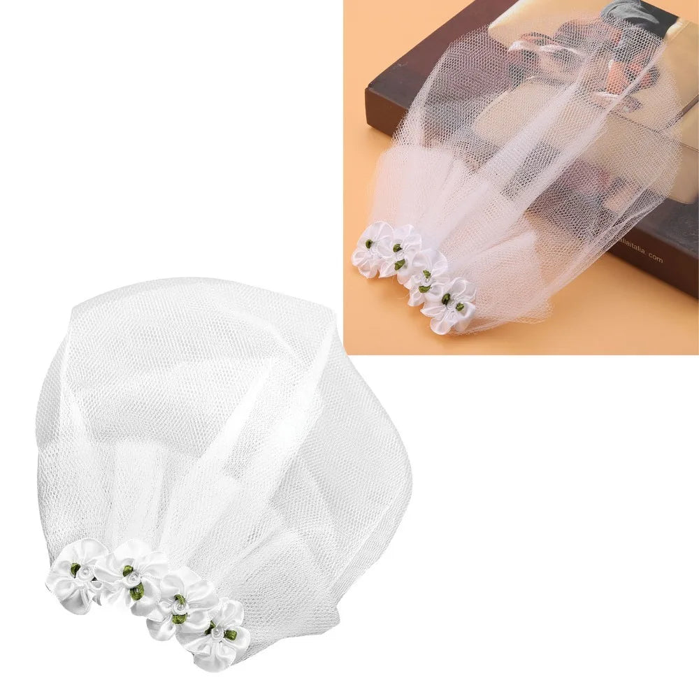 White Tulle Dog Bridal Veil – Soft Lace Floral Pet Headdress