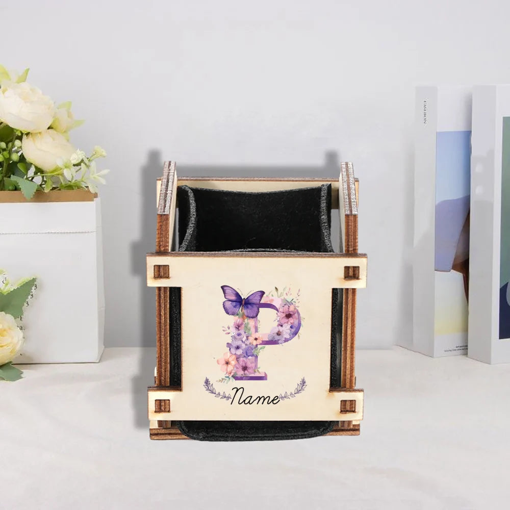 Personalized Mini Wooden Succulent Planter Pot – Custom Name