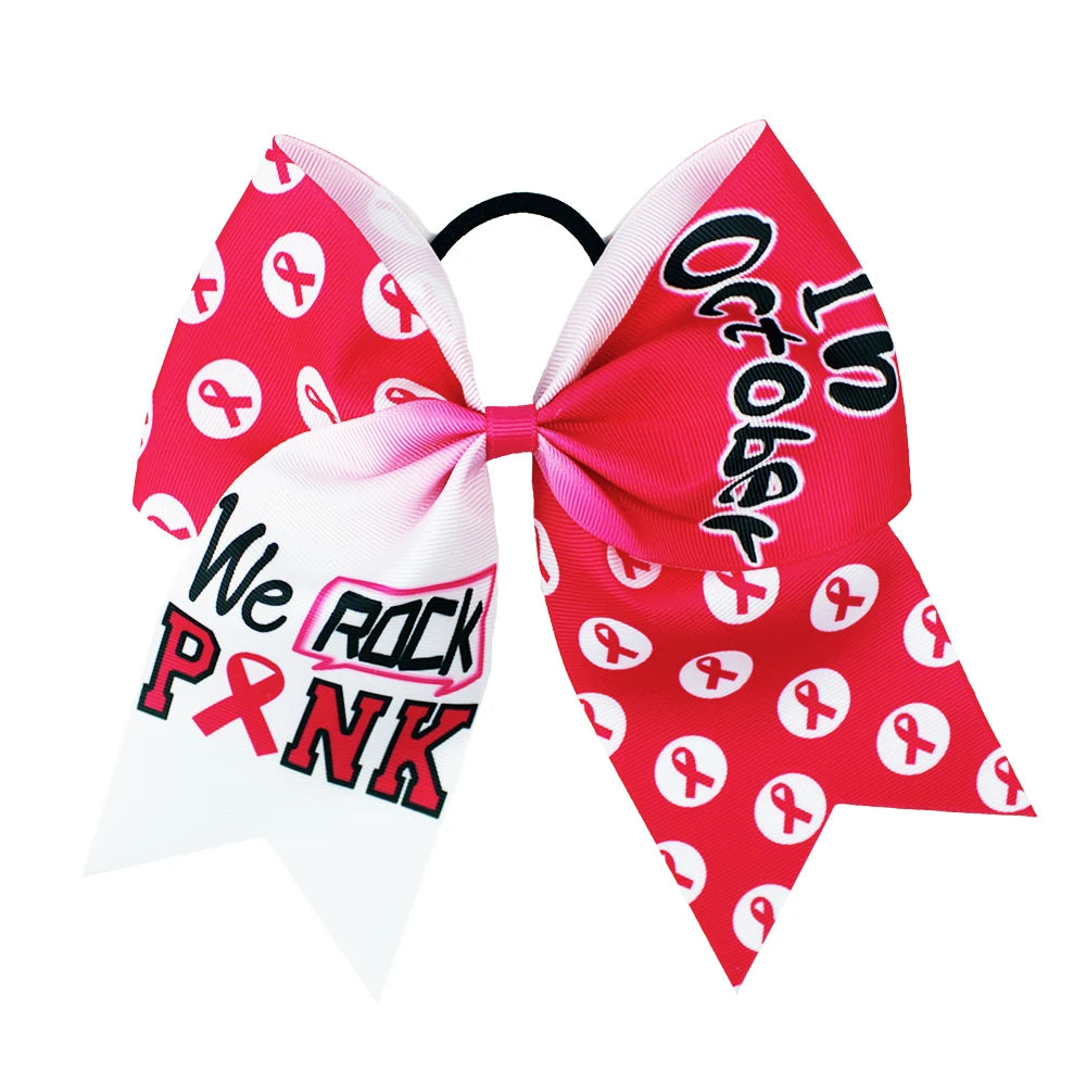 20-Pack 8" Pink Ribbon Cheer Bow Hair Ties for Girls & Women