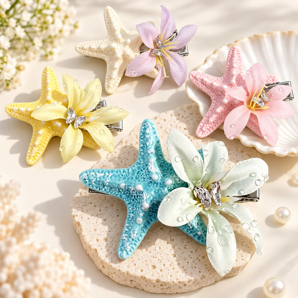 Ocean Starfish Preserved Flower Hair Clip – Beach Barrette