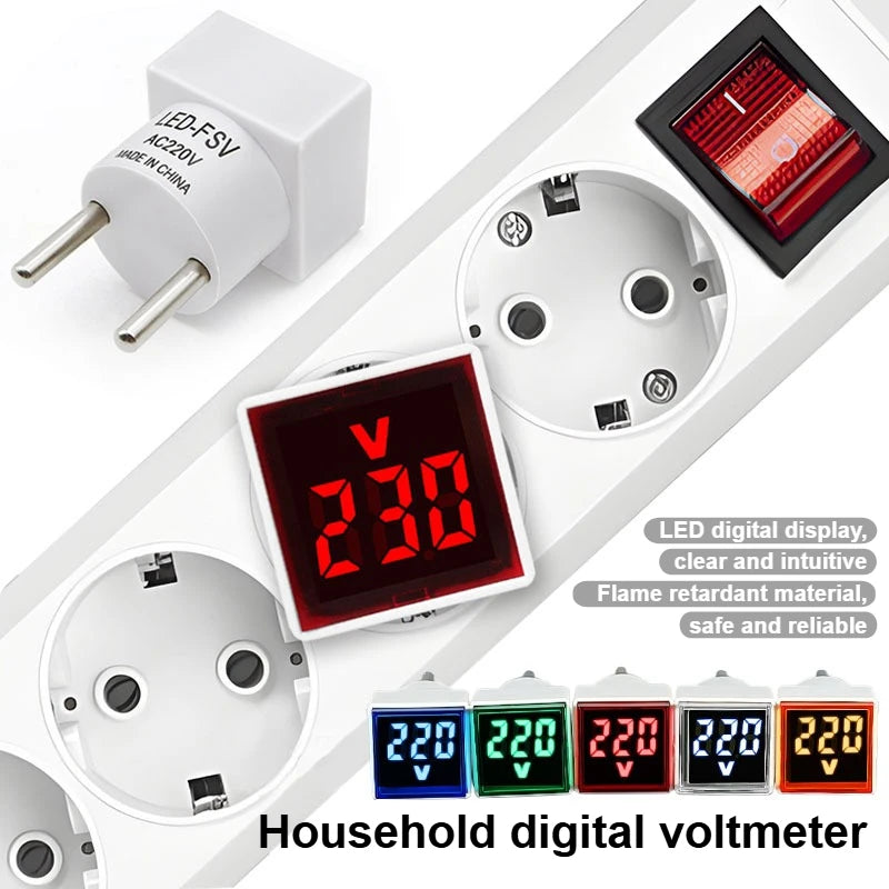 Digital AC Voltmeter EU Plug | LED Display 100–500V