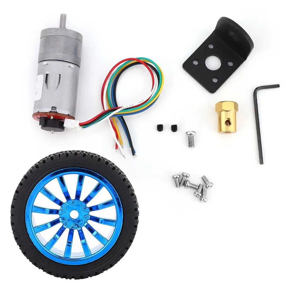 DC 12V Encoder Gear Motor Kit – 65mm Wheel, Metal Gearbox