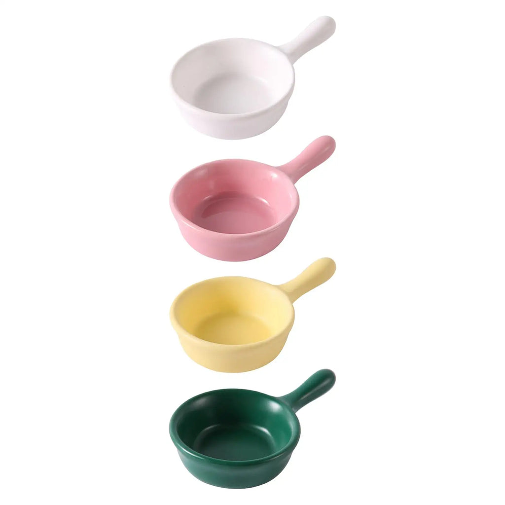 Ceramic Dipping Sauce Bowls with Handle – Set of 3 Stackable