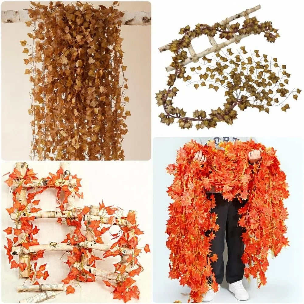 12PCS Autumn Silk Leaf Garland Vines 8.2FT | Fall Decor