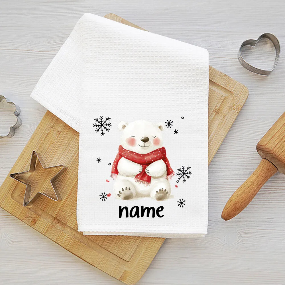 Personalized Christmas Tea Towel – Festive Holiday Kitchen Gift