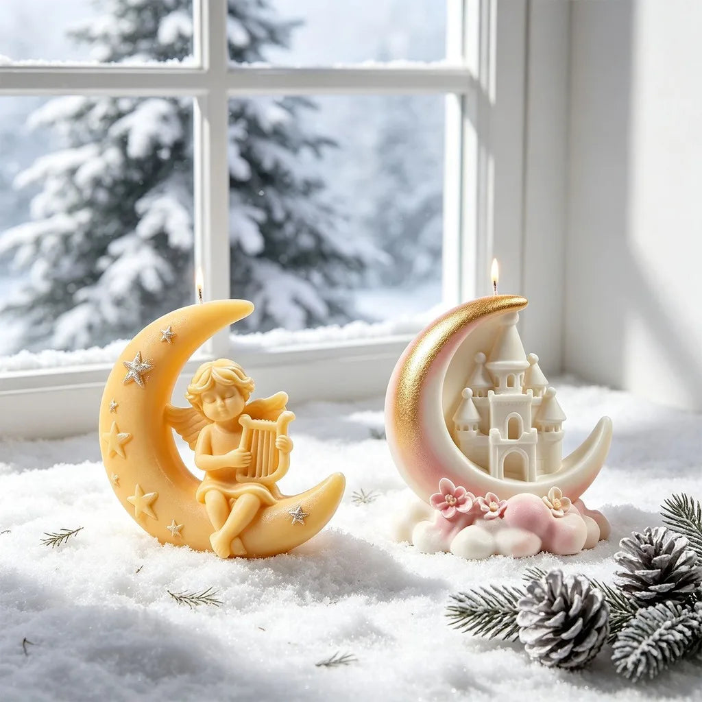 Star Moon Angel & Moon Castle Silicone Candle Mold Set