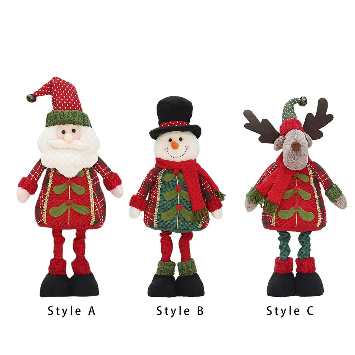 Stretch Legs Santa Claus Plush Figurine | Xmas Decor
