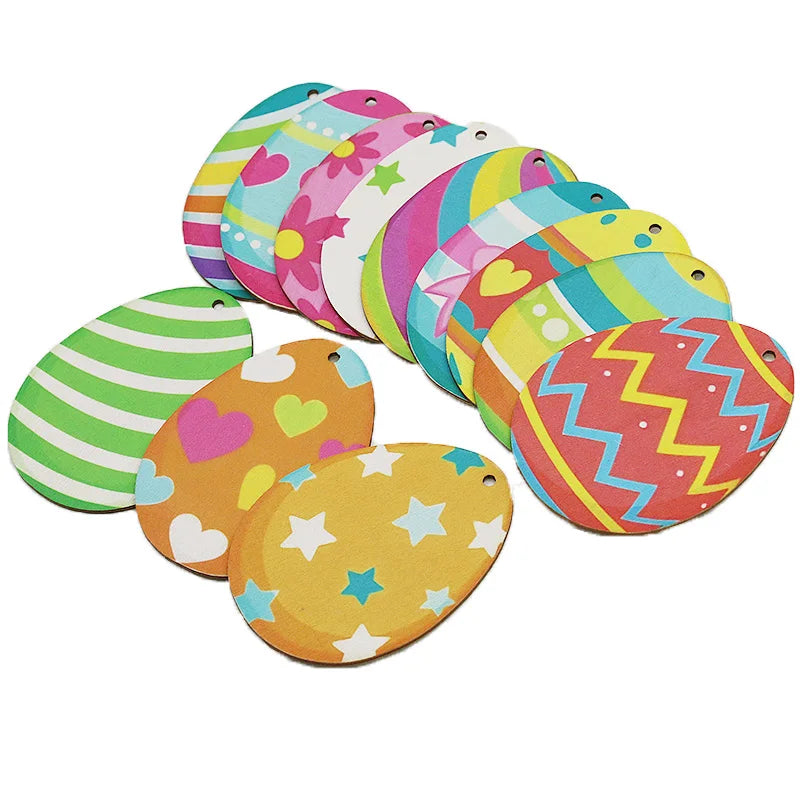 12-Pack Wooden Easter Egg Decorations – 80x60mm DIY Craft