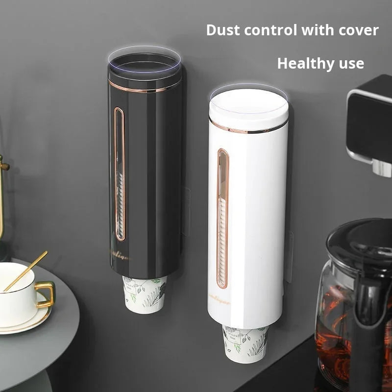 No-Drill Wall Mounted Cup Dispenser – Dustproof & Elegant