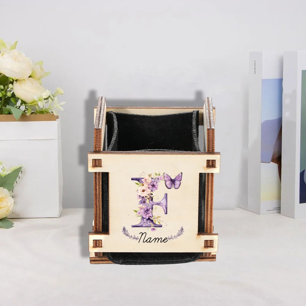 Personalized Mini Wooden Succulent Planter Pot – Custom Name